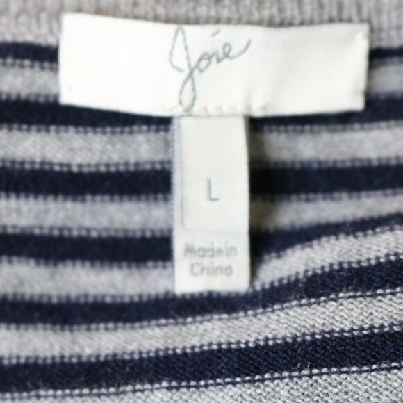 Joie Sweater Black Gray Striped V-Neck Pullover Lightweight Soft - Picture 7 of 10